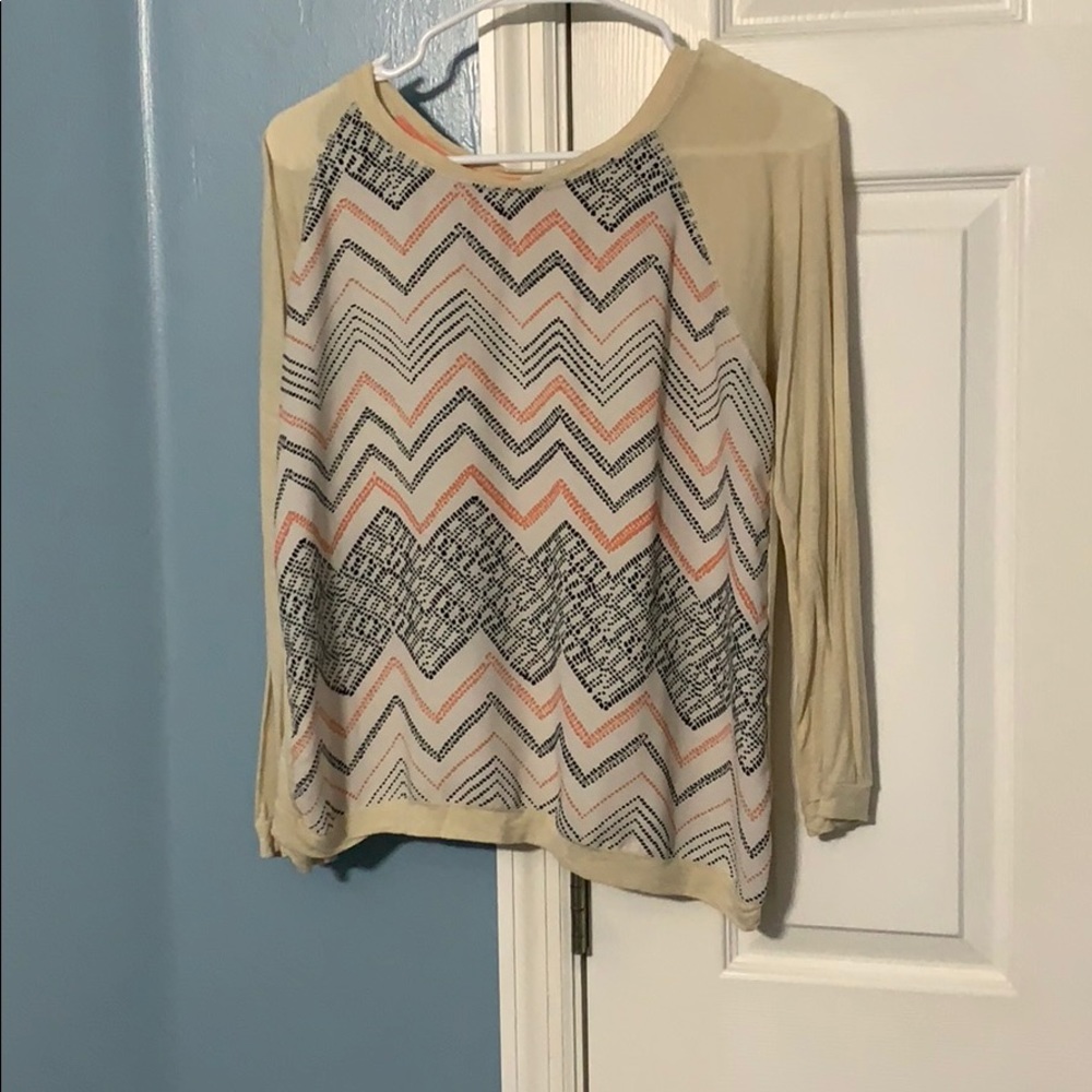 Tan patterned blouse